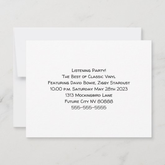 Platenspeler Record Player Retro Tech Listparty Kaart (Achterkant)