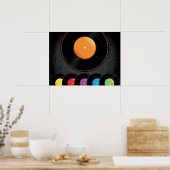 Platenspeler registreert in levendige kleuren poster (Keuken)