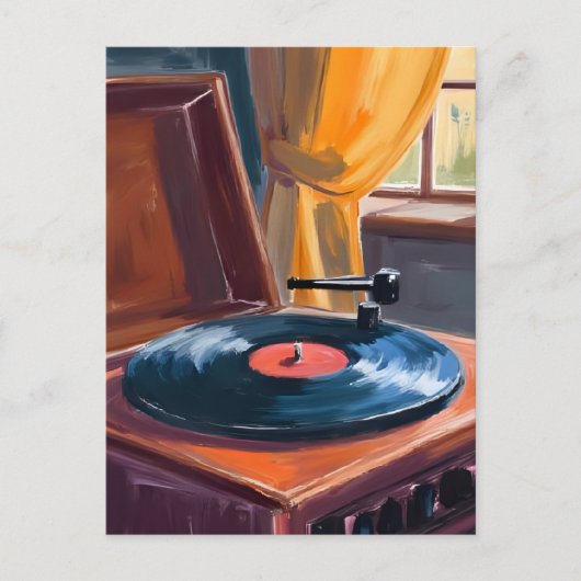  platenspeler schilderen briefkaart (Voorkant)