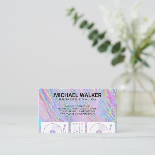 Platenspelers | DJ | Iridescent Visitekaartje (Staand voorkant)