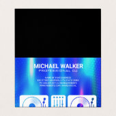 Platenspelers | DJ | Muziek | Abstract blauw metaa Visitekaartje (Buitenkant ongevouwen)