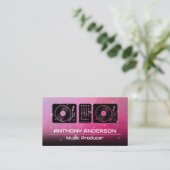 Platenspelers | Magenta achtergrond | Sparkles Visitekaartje (Staand voorkant)