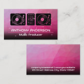 Platenspelers | Magenta achtergrond | Sparkles Visitekaartje (Voorkant / Achterkant)