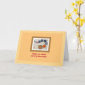 PlatesTurkeyPumpkinBerries Blessing Thanksgiving Kaart (Gele Bloem)