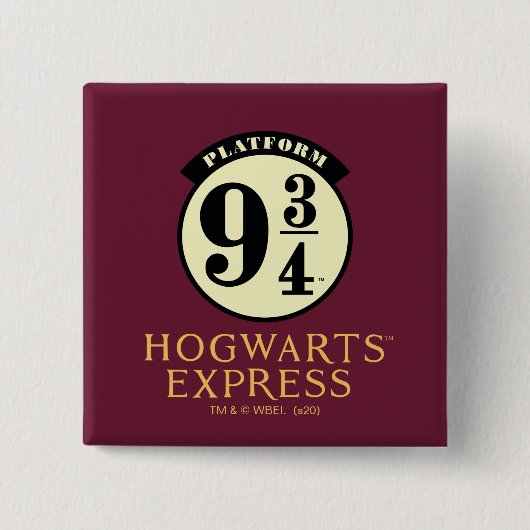 Platform 9 3/4 HOGWARTS™ EXPRESS Icoon Vierkante Button 5,1 Cm (Voorkant)