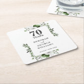 Platina Elegante Bloemen 70ste Huwelijk Jubileum Kartonnen Onderzetters (Schuin)