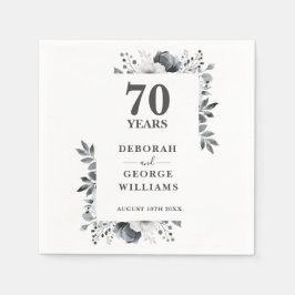 Platina Elegante Bloemen 70ste Huwelijk Jubileum Servet