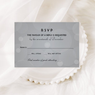 Platina en Zwarte Bokeh Bruiloft RSVP Kaartje