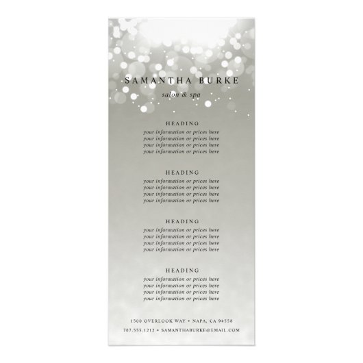 Platina Glow | Prijzen of diensten Reclamekaart (Voorkant)