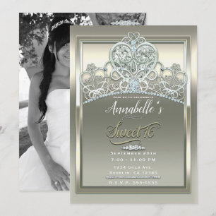 Platina Ivoor Prinsessen Hart Tiara Sweet 16 Feest Kaart