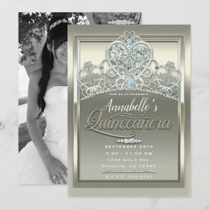 Platina Ivoren Prinsessen Hart Tiara Quinceañera Kaart