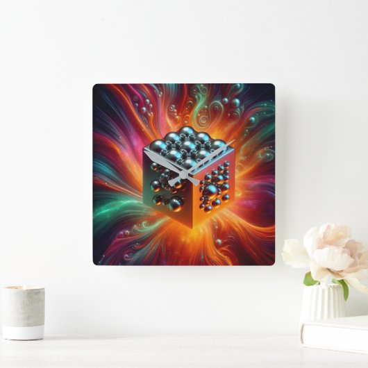 Platina Sphere Vierkante Klok (Huis)