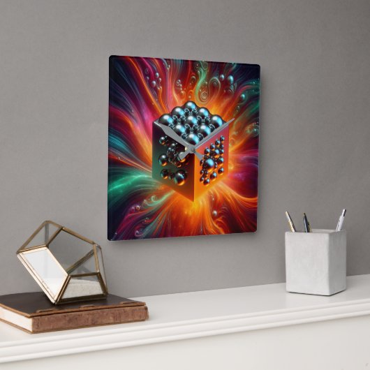 Platina Sphere Vierkante Klok (Kantoor)