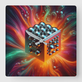 Platina Sphere Vierkante Klok