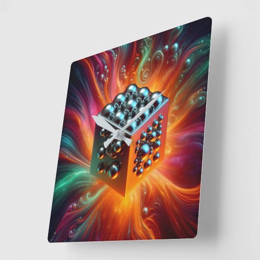 Platina Sphere Vierkante Klok (Hoek)