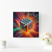 Platina Sphere Vierkante Klok (Huis)