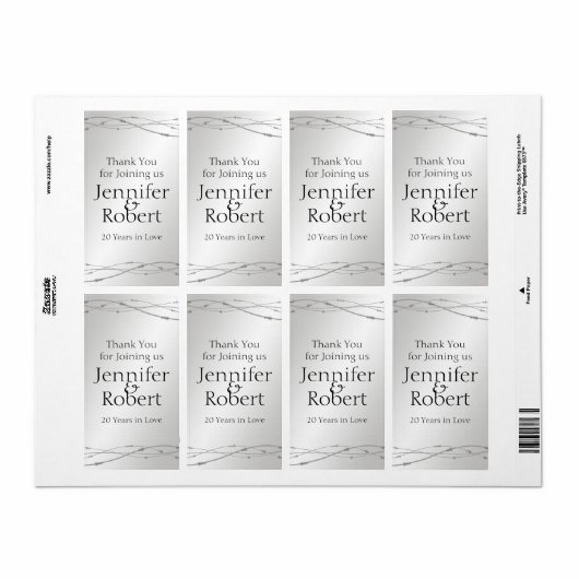 Platina Stippen 20e Jubileum Wijnlabel Etiket (Full Sheet)