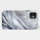 Platina zilver Glitter in golf - Glitter Hoesje (Achterkant (horizontaal))