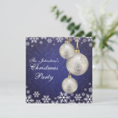 Platina Zilveren Kerstballen Blauw Kaart (Staand voorkant)