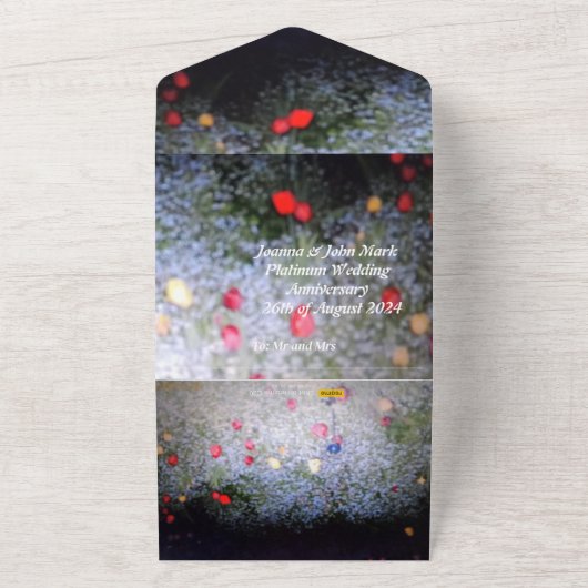 Platinum 20ste huwelijksverjaardag uitnodiging (Buitenkant)