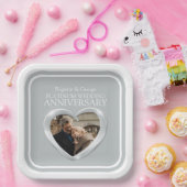 Platinum 70e Jubileum, vierkant met fotografie Papieren Bordje (Feest)