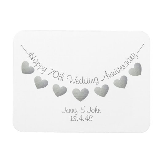 Platinum 70e trouwdag bunting magneet (Horizontaal)