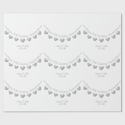 Platinum 70ste trouwdag gepersonaliseerd cadeaupapier (Vlak)