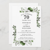 Platinum 70th Wedding Jubileum Monogram Bloemen Kaart (Voorkant / Achterkant)