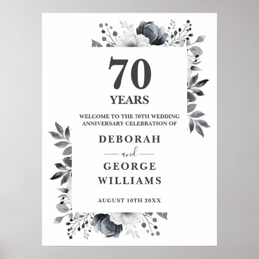 Platinum 70th Wedding Jubileum Welkomstbord Poster (Voorkant)