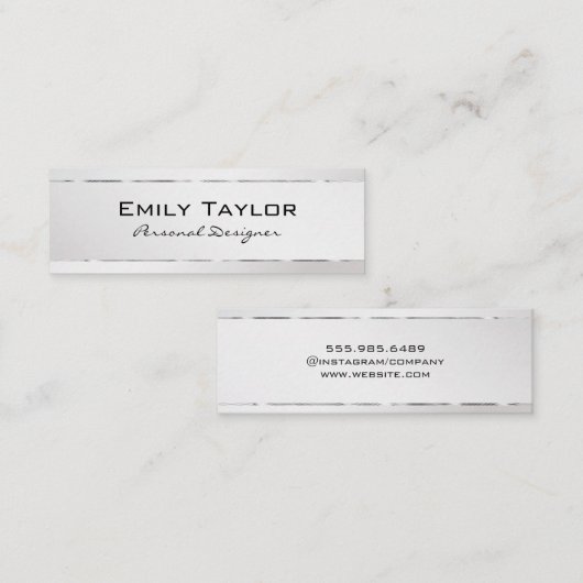 Platinum Background Silver Trim Mini Visitekaartje (Voorkant / Achterkant)