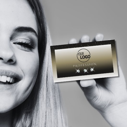 Platinum Beige gradiënt Sparkle Diamonds met Logo Visitekaartje