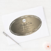 Platinum Beige Logo Initialen Glitter Productlabel Ovale Sticker (Envelop)