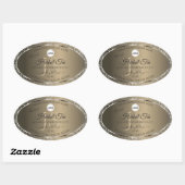 Platinum Beige Logo Initialen Glitter Productlabel Ovale Sticker (Vel)