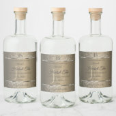 Platinum Beige met Glitter Initialen Productlabel Likeurfles Etiket (Flessen)