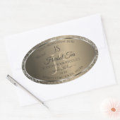 Platinum Beige met Glitter Initialen Productlabel Ovale Sticker (Envelop)