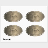 Platinum Beige met Glitter Initialen Productlabel Ovale Sticker (Vel)