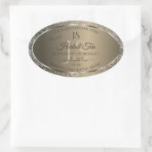 Platinum Beige met Glitter Initialen Productlabel Ovale Sticker (Tas)