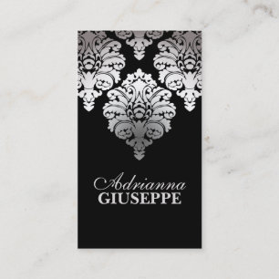 Platinum & Black Lush Damask-kaart / Contactkaartje