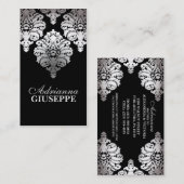 Platinum & Black Lush Damask-kaart / Contactkaartje (Voorkant / Achterkant)