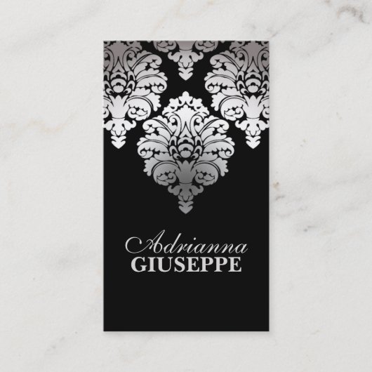 Platinum & Black Lush Damask-kaart / Contactkaartje (Voorkant)