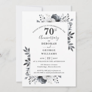 Platinum Botanical 70th Wedding Jubileum Kaart