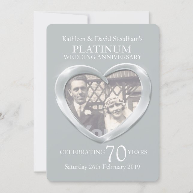 Platinum bruiloft foto foto 70 jaar feest kaart (Voorkant)