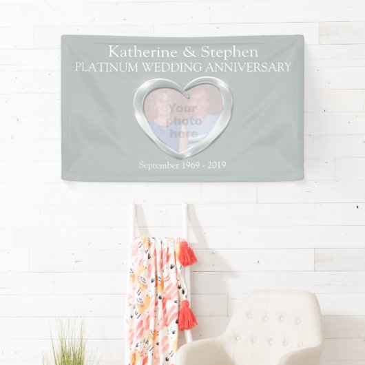 Platinum Bruiloft jubileum hart foto banner (Insitu)