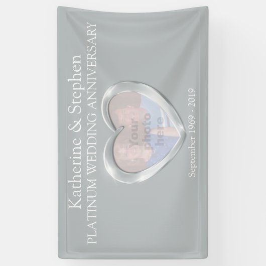 Platinum Bruiloft jubileum hart foto banner (Verticaal)