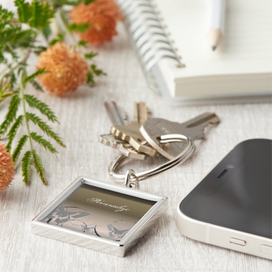 Platinum Butterfly Trio Sleutelhanger (Zijkant)