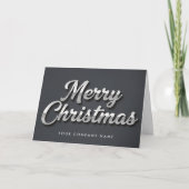 Platinum Foil Retro Script Merry Christmas Feestdagen Kaart (Voorkant)
