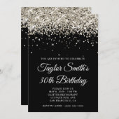 Platinum Glitter Black 30e verjaardag Kaart (Voorkant / Achterkant)