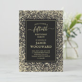 Platinum Glitter Black 50th Birthday Party Invita Kaart (Staand voorkant)