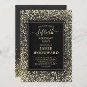 Platinum Glitter Black 50th Birthday Party Invita Kaart (Voorkant / Achterkant)