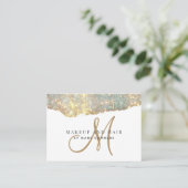Platinum Glitter Gold Monogram Makeup Artist Busi Visitekaartje (Staand voorkant)